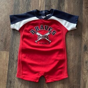 MLB Atlanta Braves Red White and Blue Baseball One Piece Snap Button Outfit